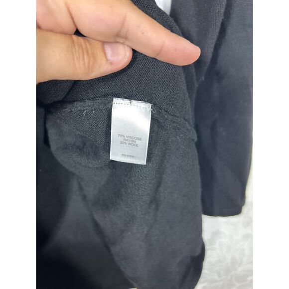 J Jill Sweater XL PETITE Black Studded Sparkle Wool Blend Long Raglan - Picture 8 of 11